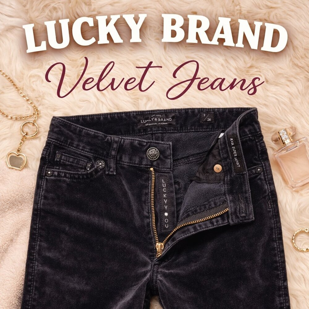 Lucky Brand Ava Velvet Touch Gray Wash Skinny Jeans Mid Rise Stretch Denim 2/26